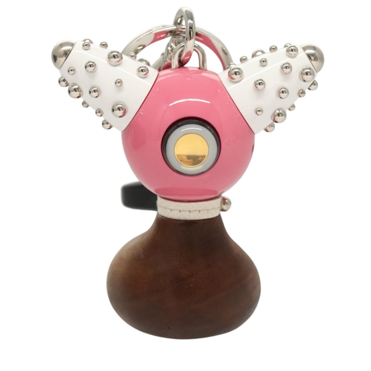 PRADA Key Holder metal Pink Auth 118867M