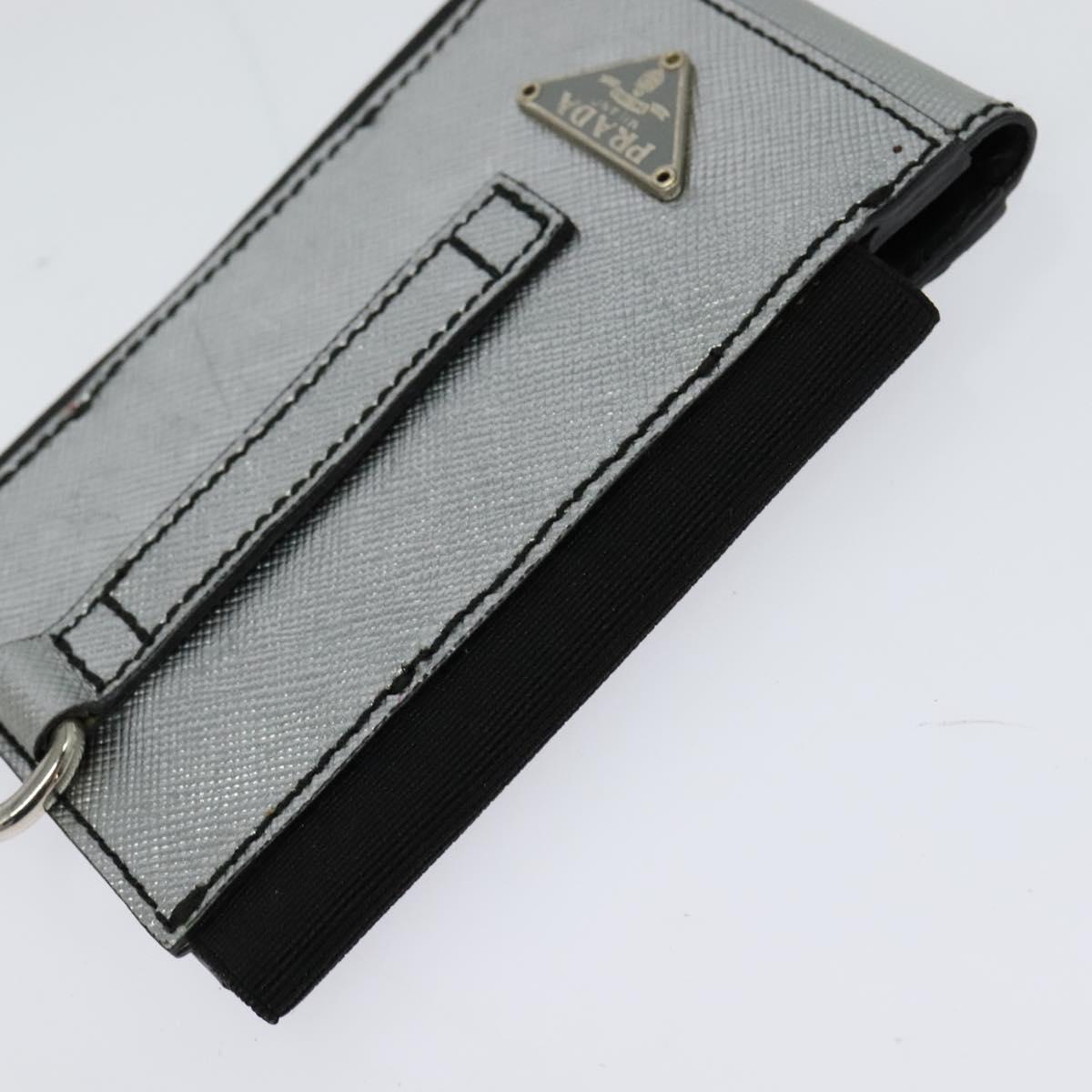 PRADA Pouch Safiano leather 2Set Gold Silver Auth 118868