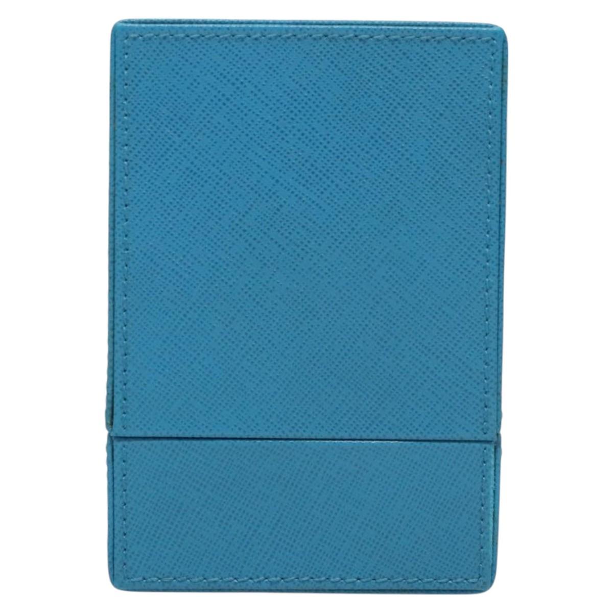 PRADA Cosmetic Pouch Leather Blue Auth 118869M