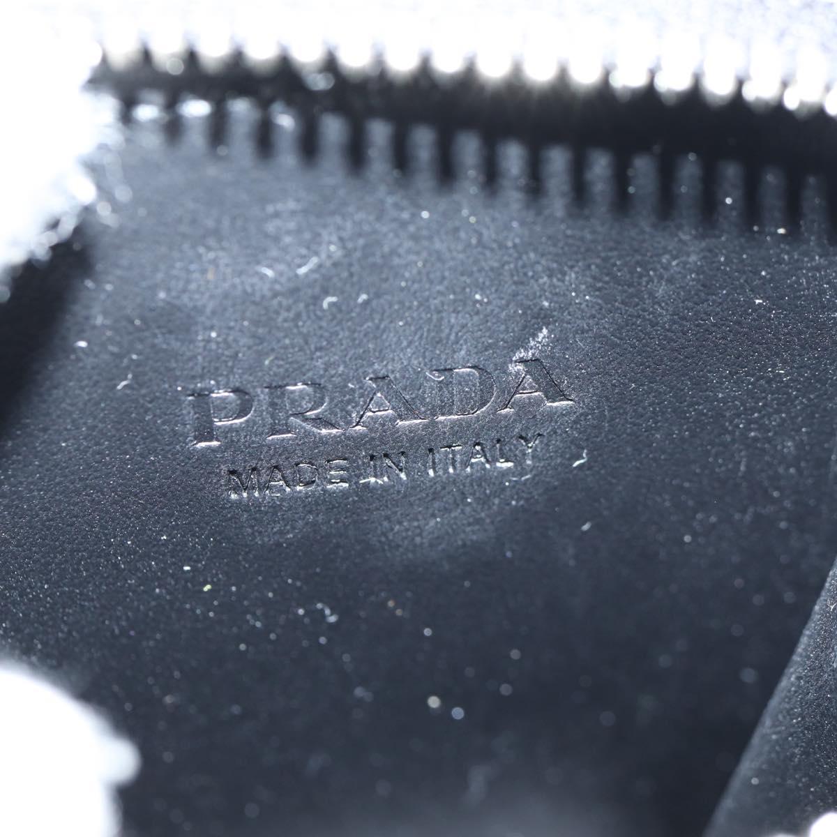 PRADA Necklace Strap Pouch Triangle Panel Silver Tone Auth 118871M