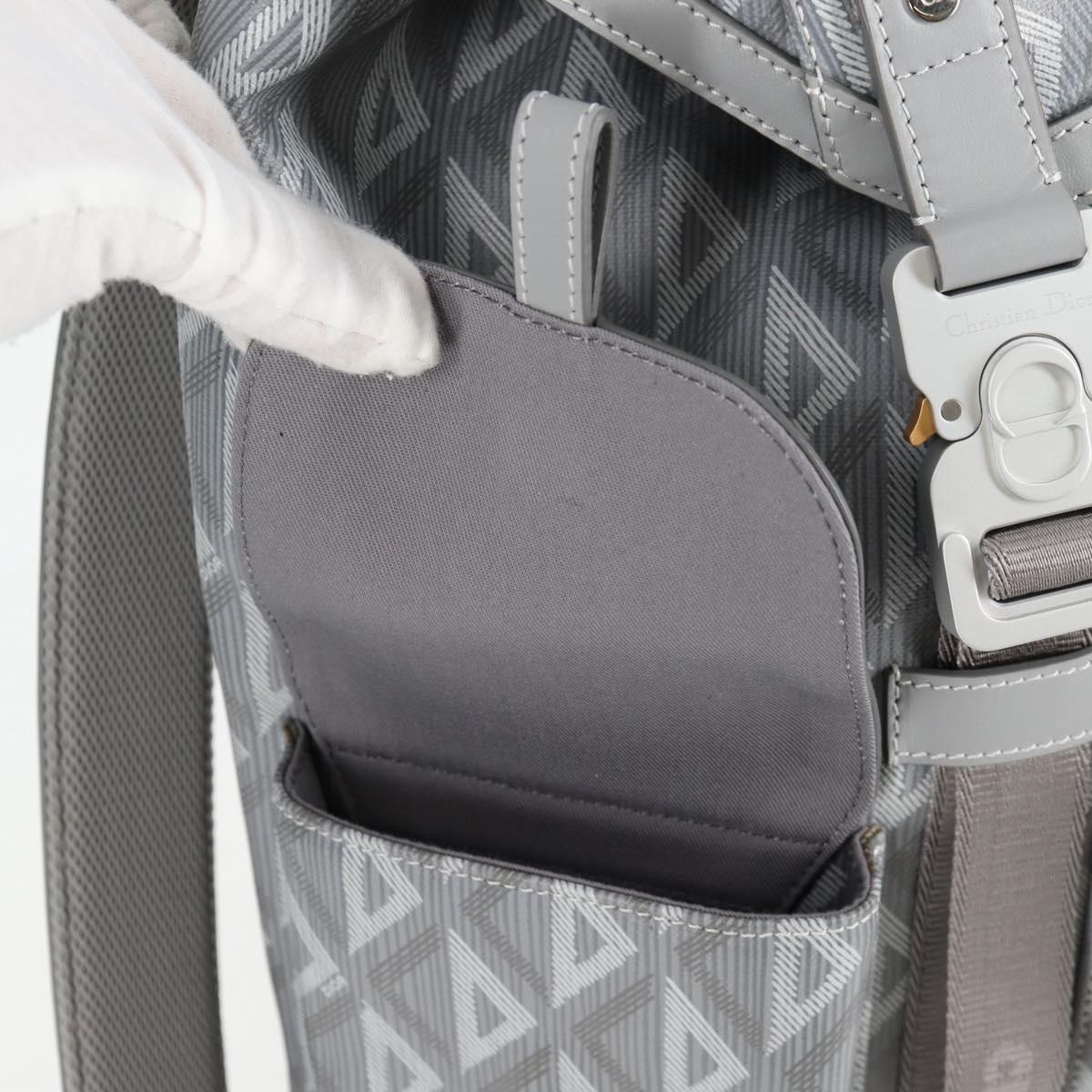 Christian Dior CD Diamond Backpack PVC Gray Auth 118893M