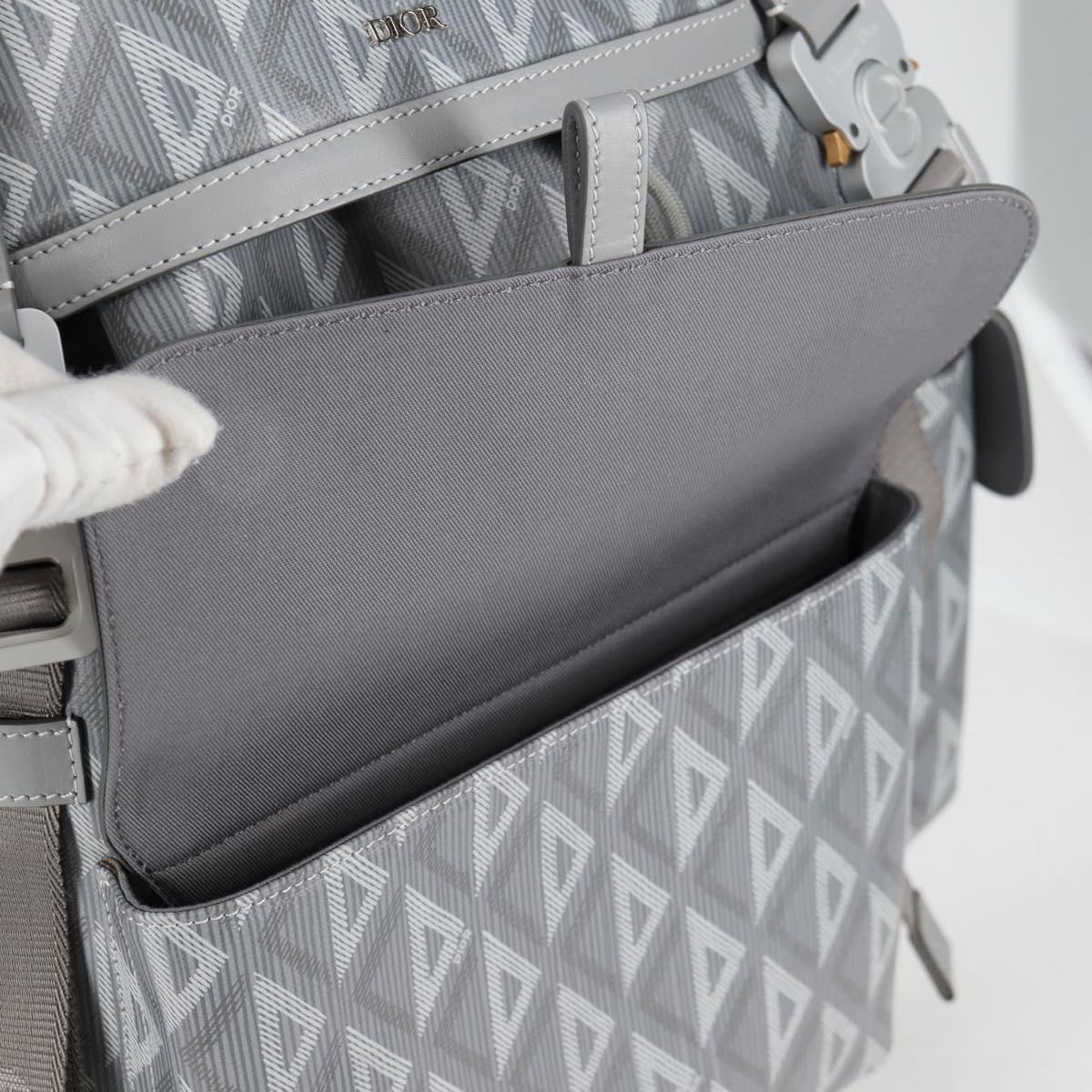 Christian Dior CD Diamond Backpack PVC Gray Auth 118893M