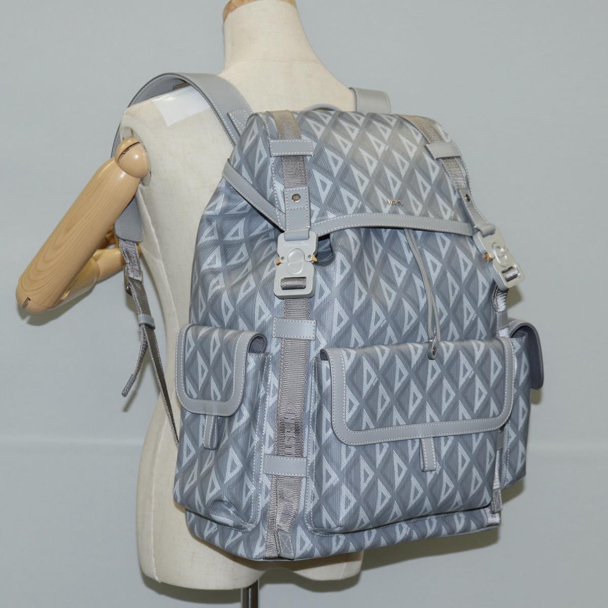 Christian Dior CD Diamond Backpack PVC Gray Auth 118893M