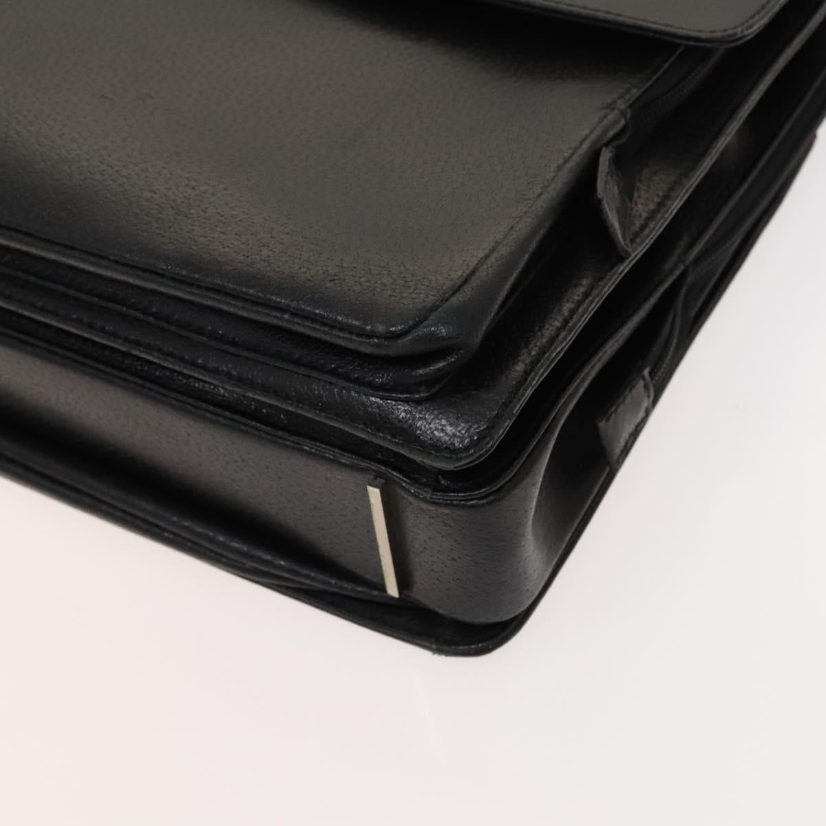 GUCCI Business Bag Leather 2way Black Silver Auth 118896