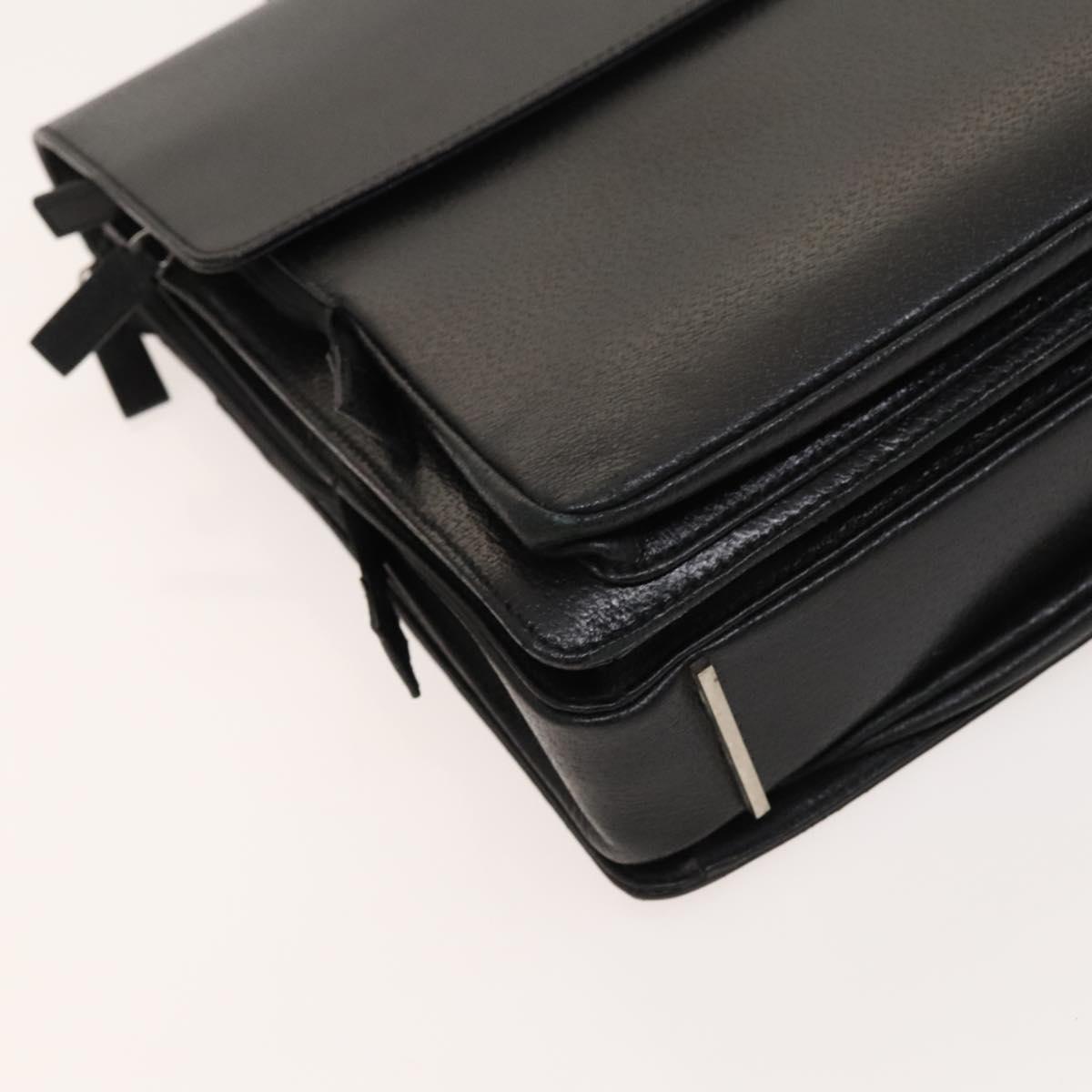 GUCCI Business Bag Leather 2way Black Silver Auth 118896