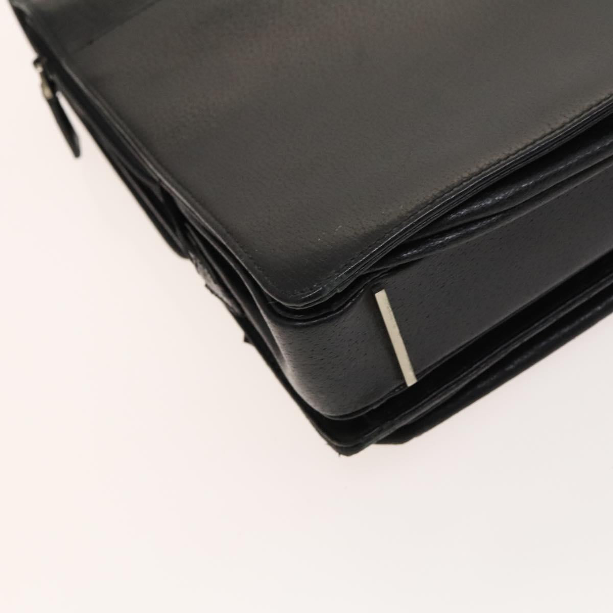 GUCCI Business Bag Leather 2way Black Silver Auth 118896
