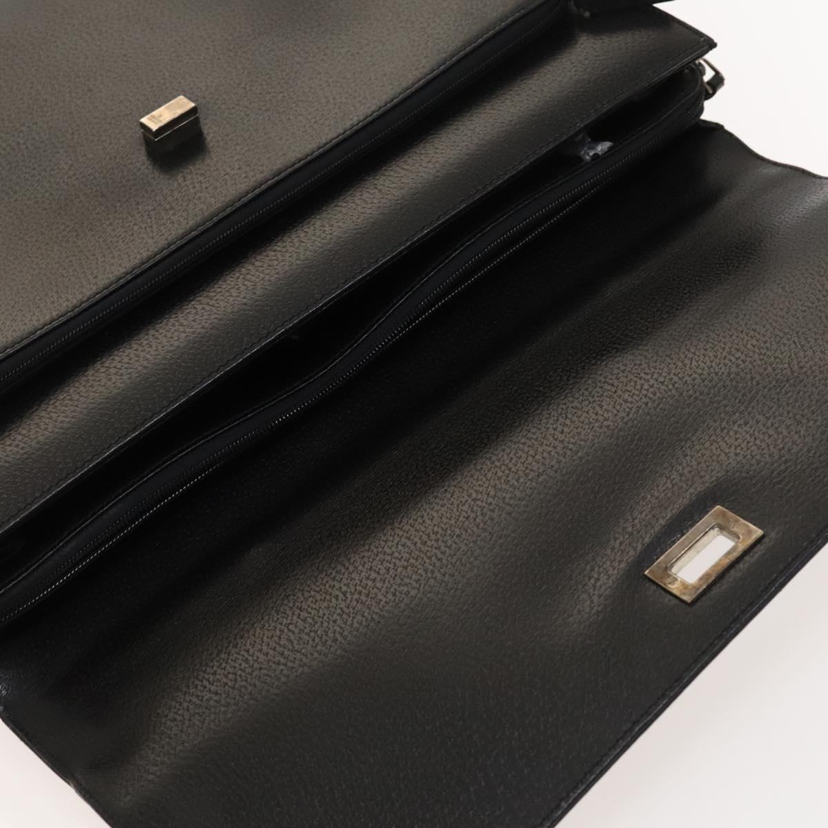GUCCI Business Bag Leather 2way Black Silver Auth 118896