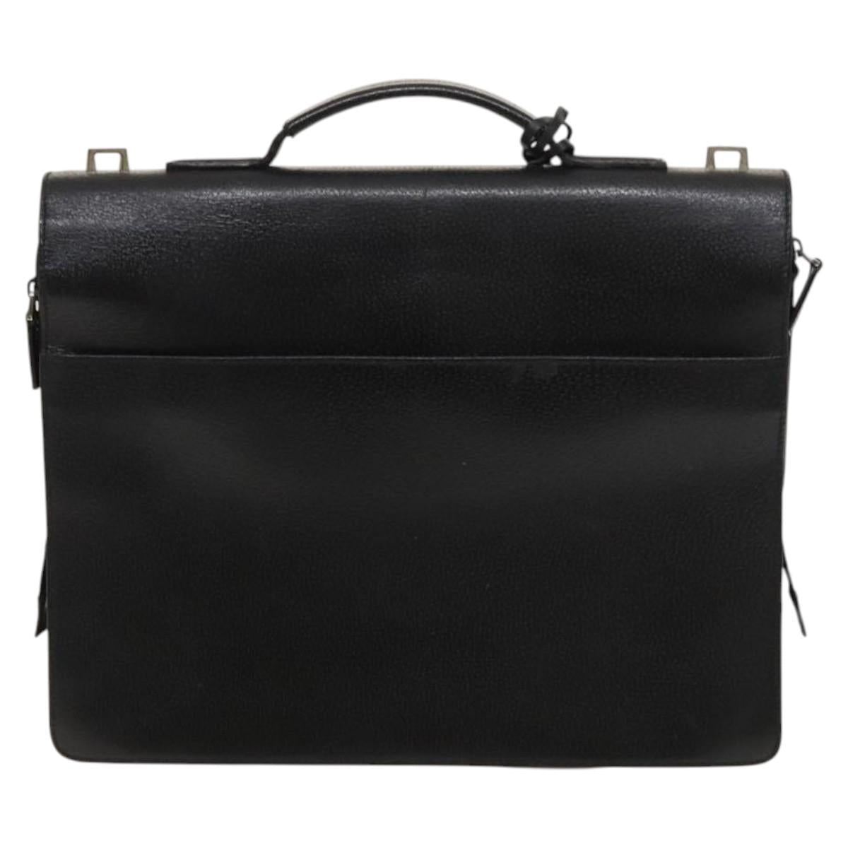 GUCCI Business Bag Leather 2way Black Silver Auth 118896