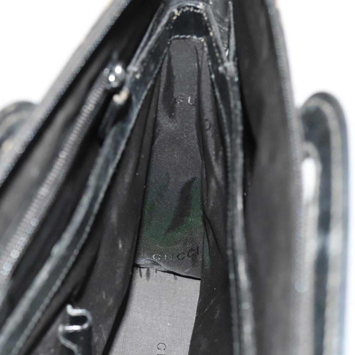 GUCCI Hand Bag Nylon Black Silver 015 3707 Auth 118899