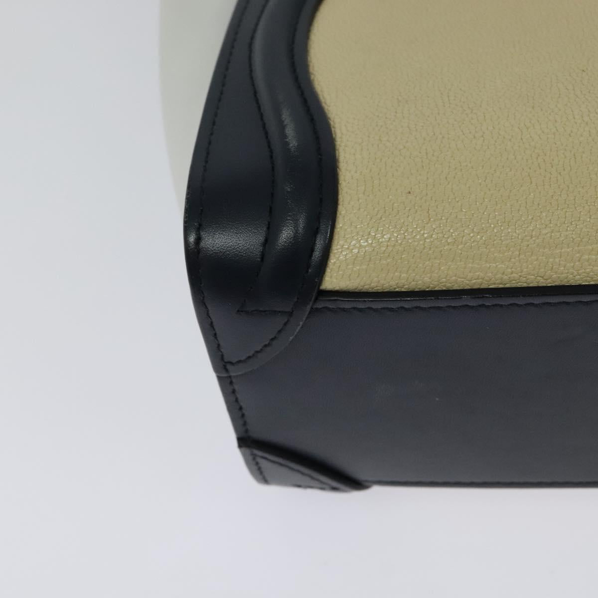 CELINE Luggage Micro Hand Bag Leather 2way Beige Gold Auth 118902