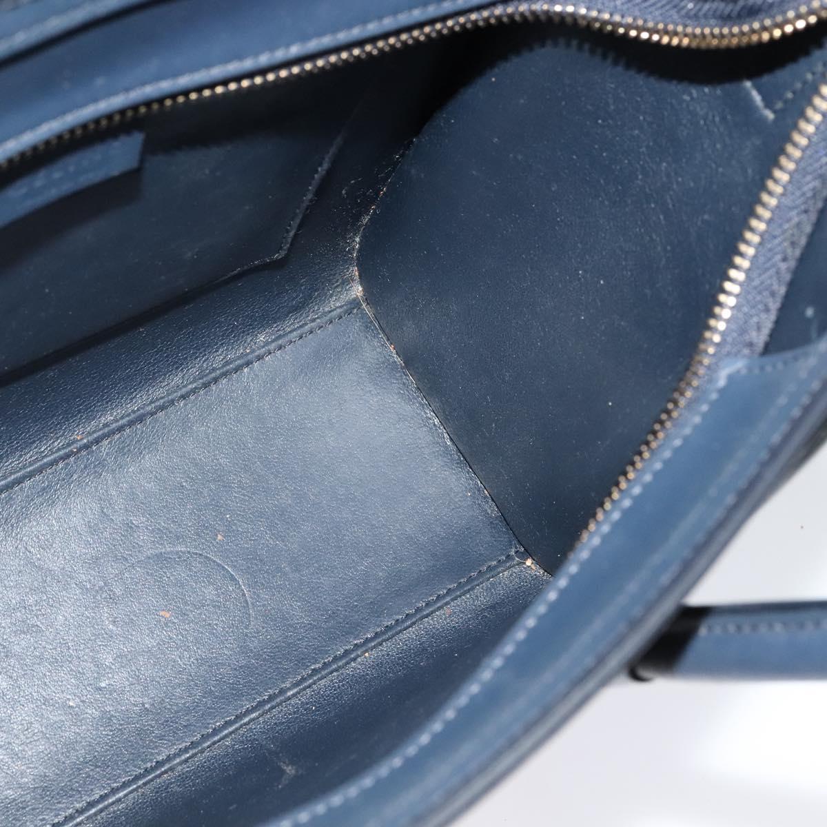 CELINE Luggage Micro Hand Bag Leather 2way Beige Gold Auth 118902