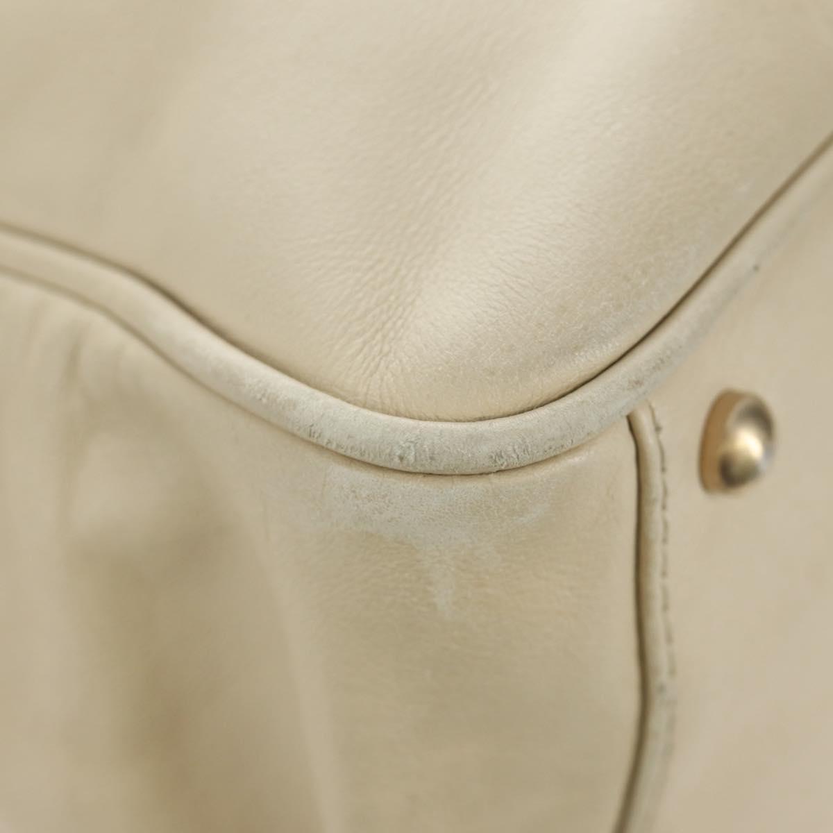 CHANEL Tote Bag Lamb Skin Beige Gold CC Auth 118935V