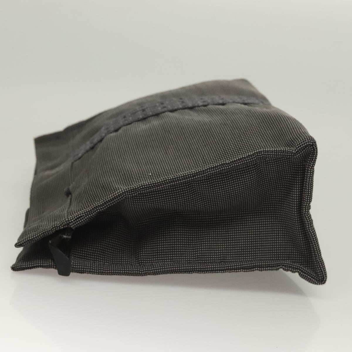 HERMES Her Line Clutch Bag Canvas Gray Auth 118940