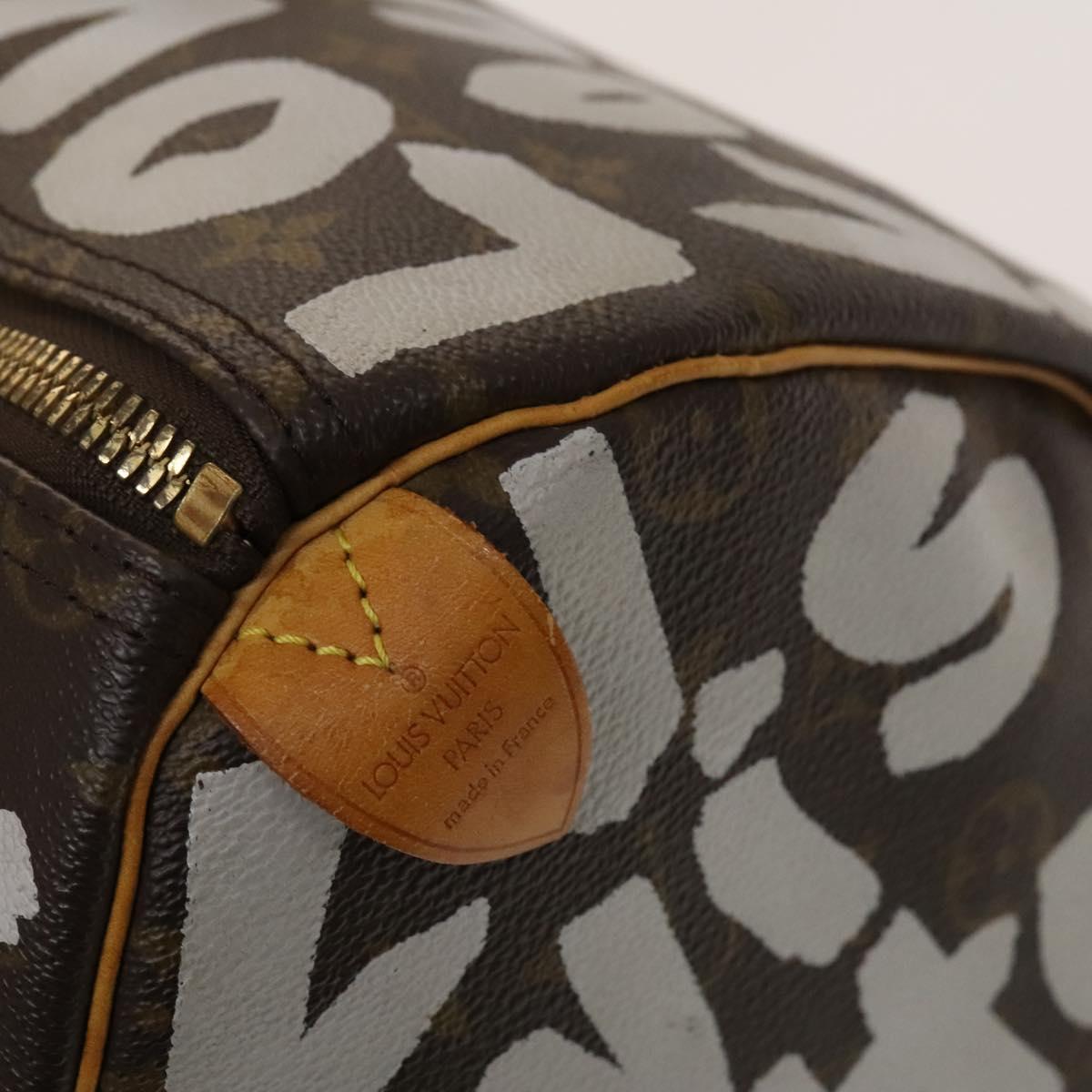 LOUIS VUITTON Monogram Graffiti Keepall 50 Boston Bag White M92197 Auth 118956