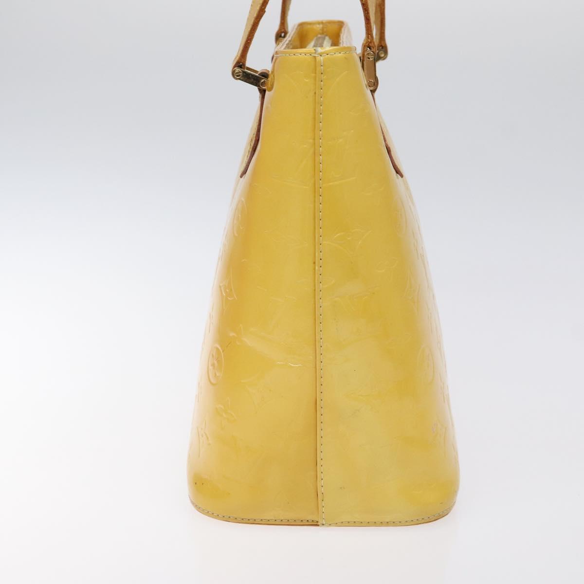 LOUIS VUITTON Monogram Vernis Houston Hand Bag Lime Yellow M91055 LV Auth 119005