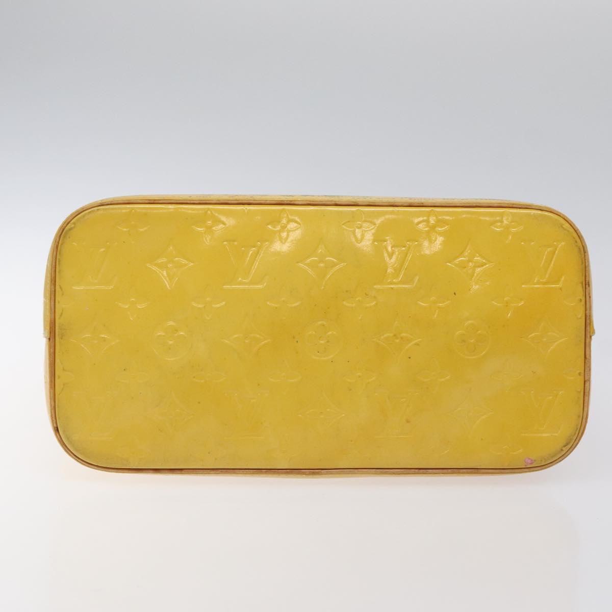 LOUIS VUITTON Monogram Vernis Houston Hand Bag Lime Yellow M91055 LV Auth 119005