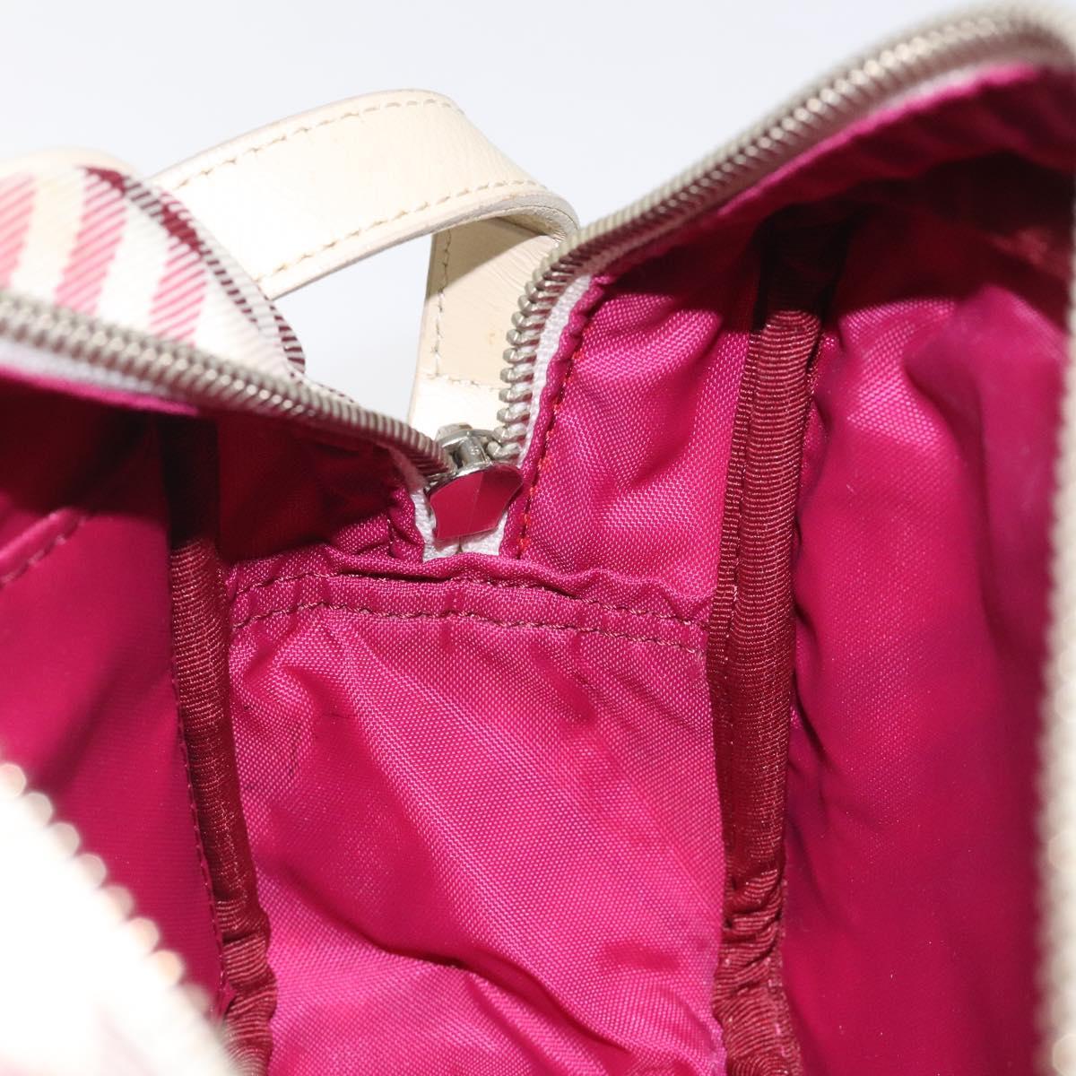 BURBERRY Nova Check Blue Label Shoulder Bag Nylon Beige Silver Auth 119011