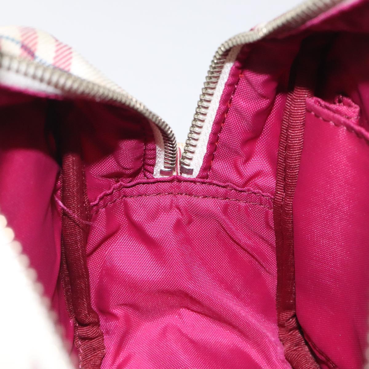 BURBERRY Nova Check Blue Label Shoulder Bag Nylon Beige Silver Auth 119011