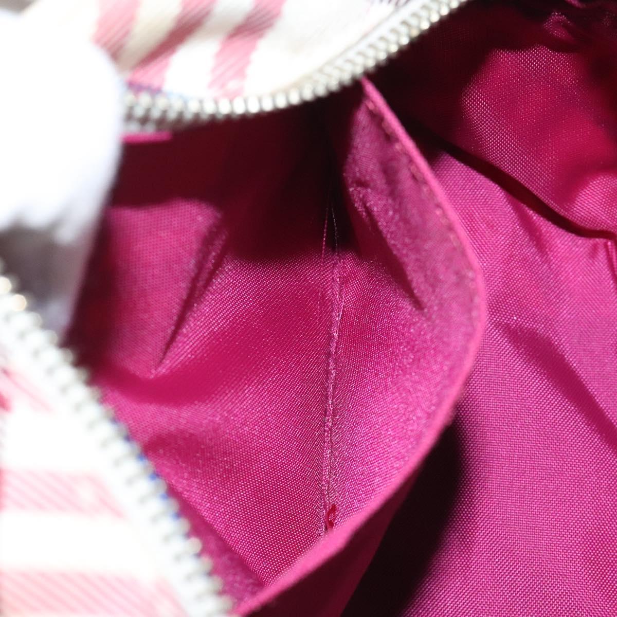 BURBERRY Nova Check Blue Label Shoulder Bag Nylon Beige Silver Auth 119011