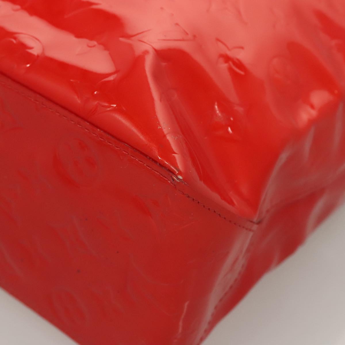 LOUIS VUITTON Monogram Vernis Reade MM Hand Bag Red Rouge M91086 LV Auth 119019