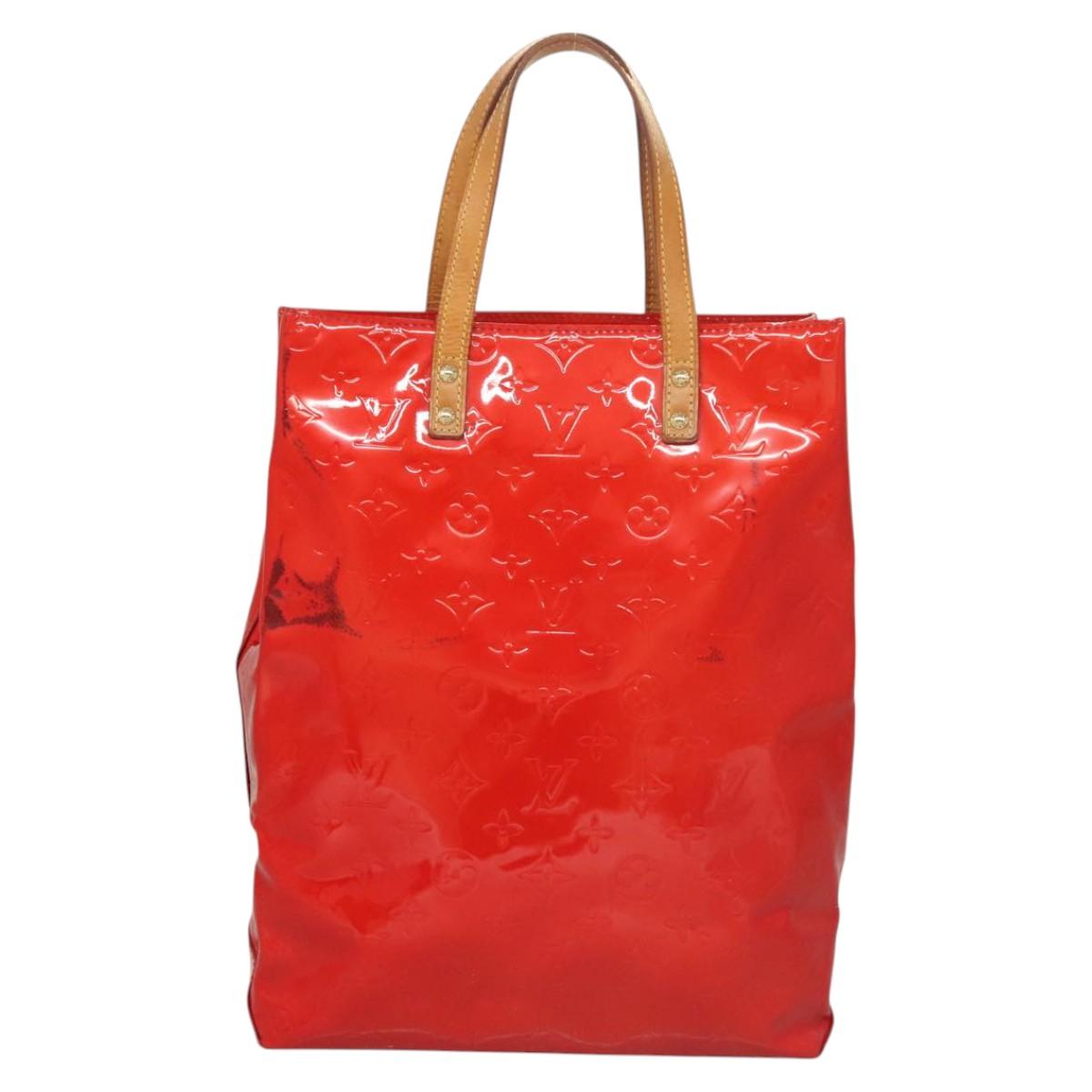 LOUIS VUITTON Monogram Vernis Reade MM Hand Bag Red Rouge M91086 LV Auth 119019
