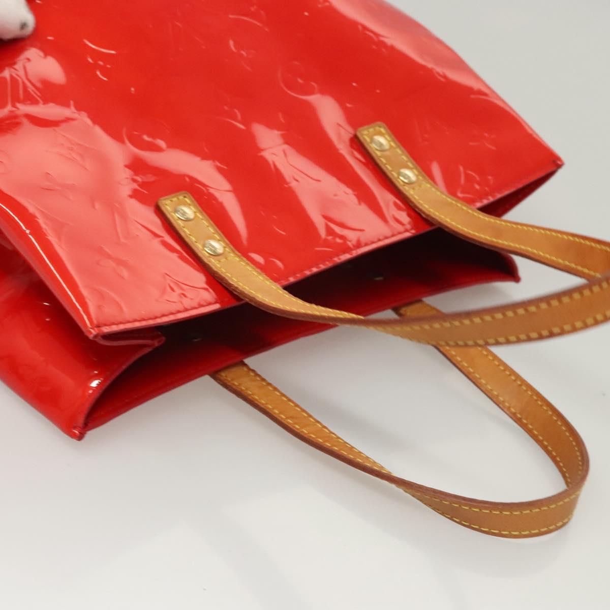 LOUIS VUITTON Monogram Vernis Reade MM Hand Bag Red Rouge M91086 LV Auth 119019