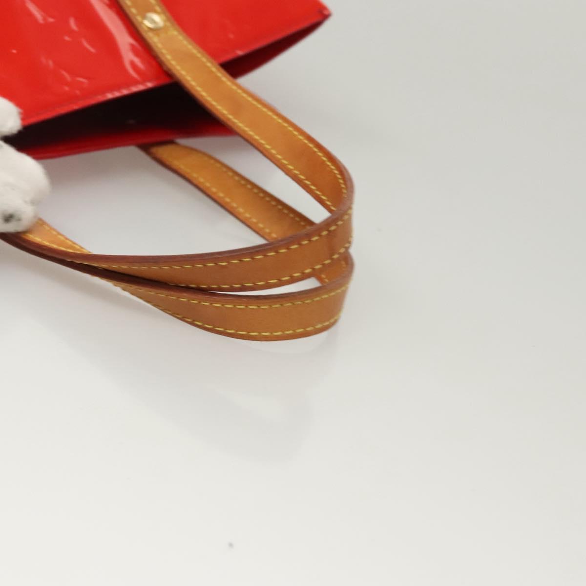 LOUIS VUITTON Monogram Vernis Reade MM Hand Bag Red Rouge M91086 LV Auth 119019