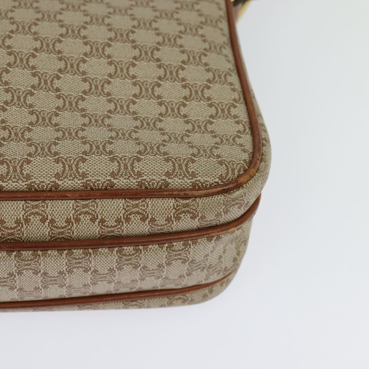 CELINE Macadam Canvas Shoulder Bag PVC Beige Gold Auth 119023