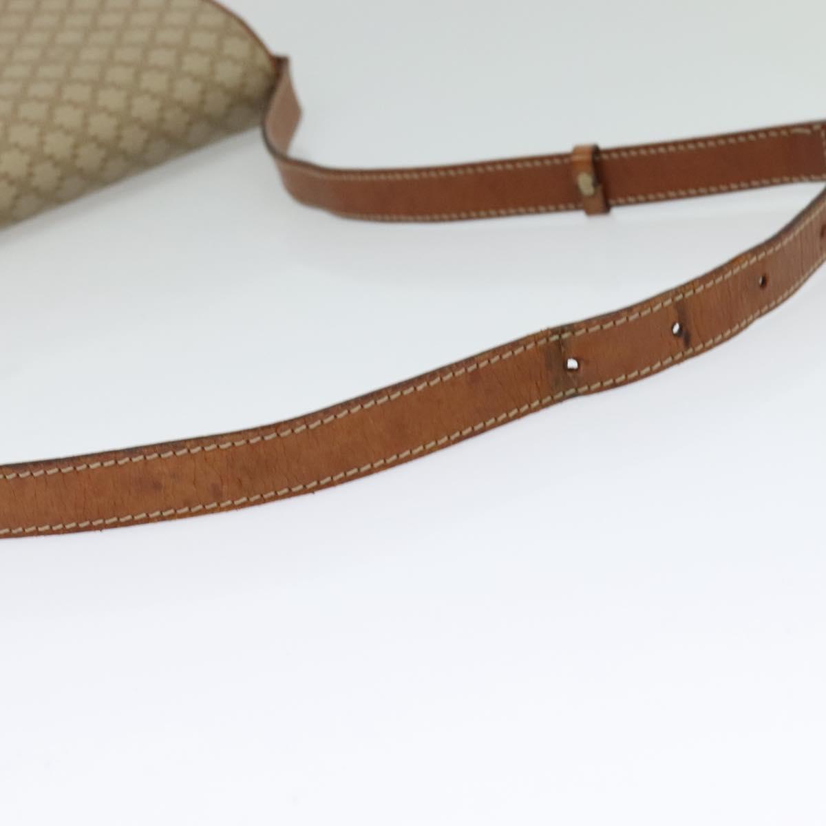 CELINE Macadam Canvas Shoulder Bag PVC Beige Gold Auth 119023