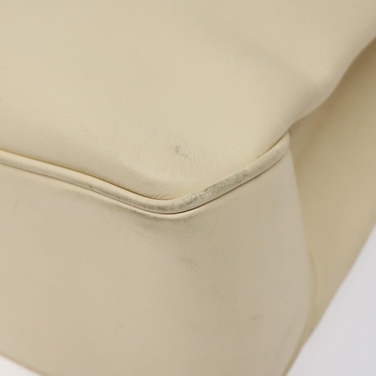 CELINE Tote Bag Leather Beige Silver Auth 119026