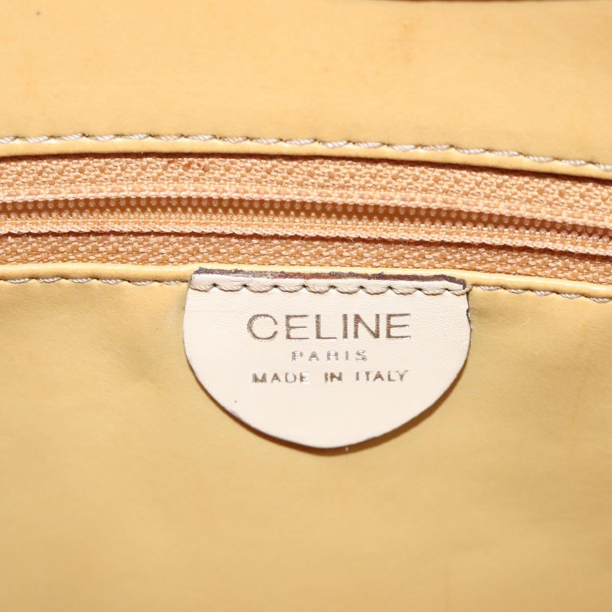 CELINE Tote Bag Leather Beige Silver Auth 119026