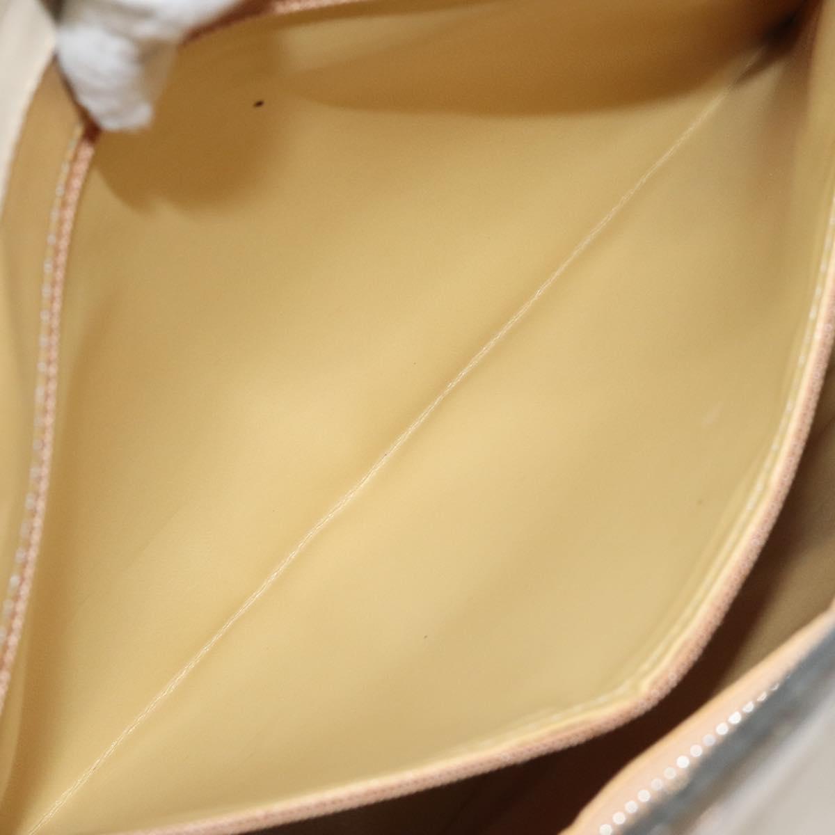 CELINE Tote Bag Leather Beige Silver Auth 119026