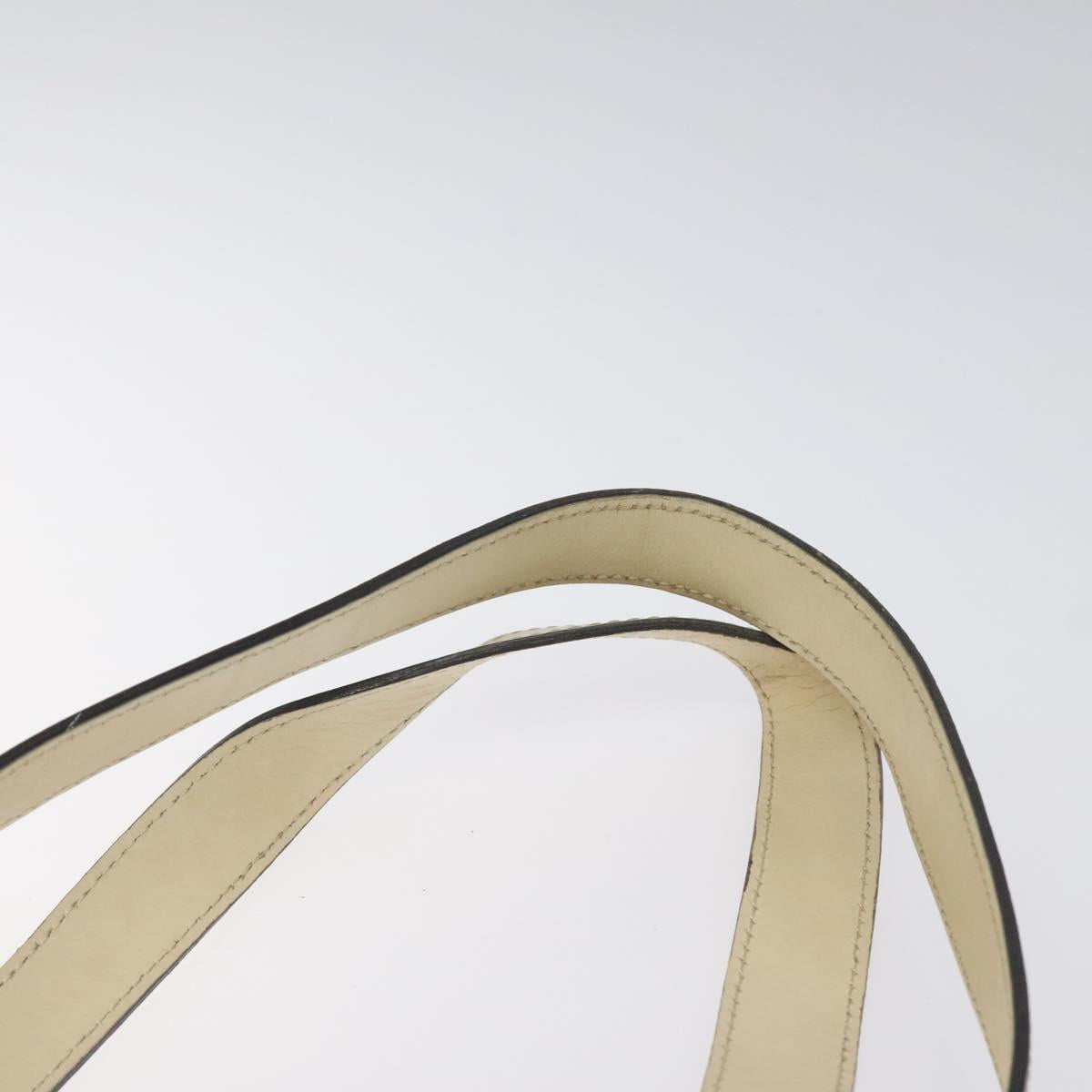 CELINE Tote Bag Leather Beige Silver Auth 119026