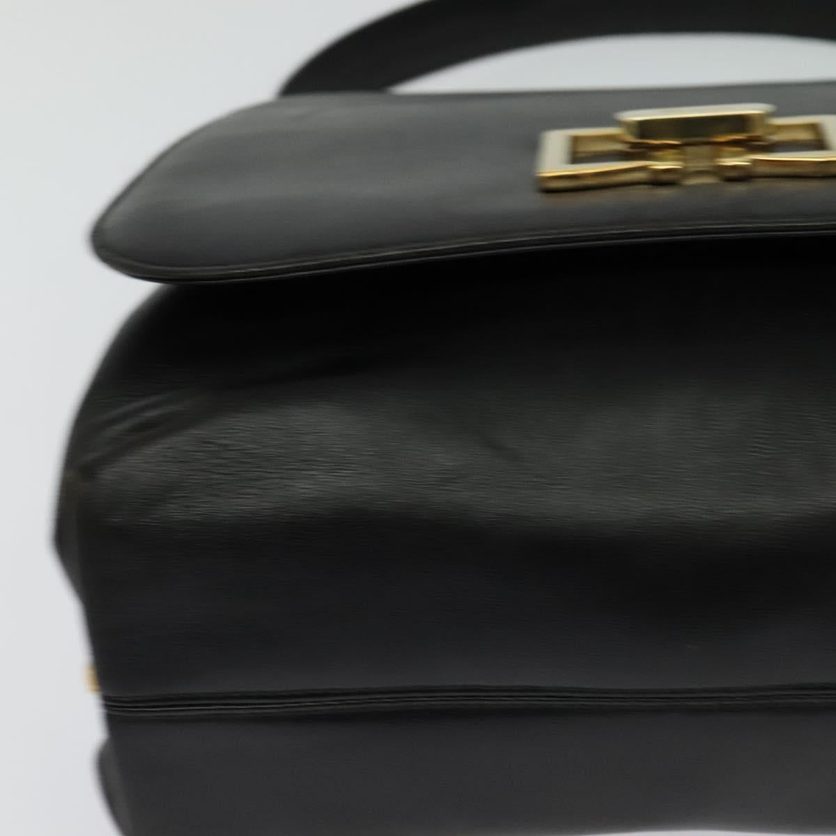 Salvatore Ferragamo Hand Bag Leather 2way Black Gold Auth 119032