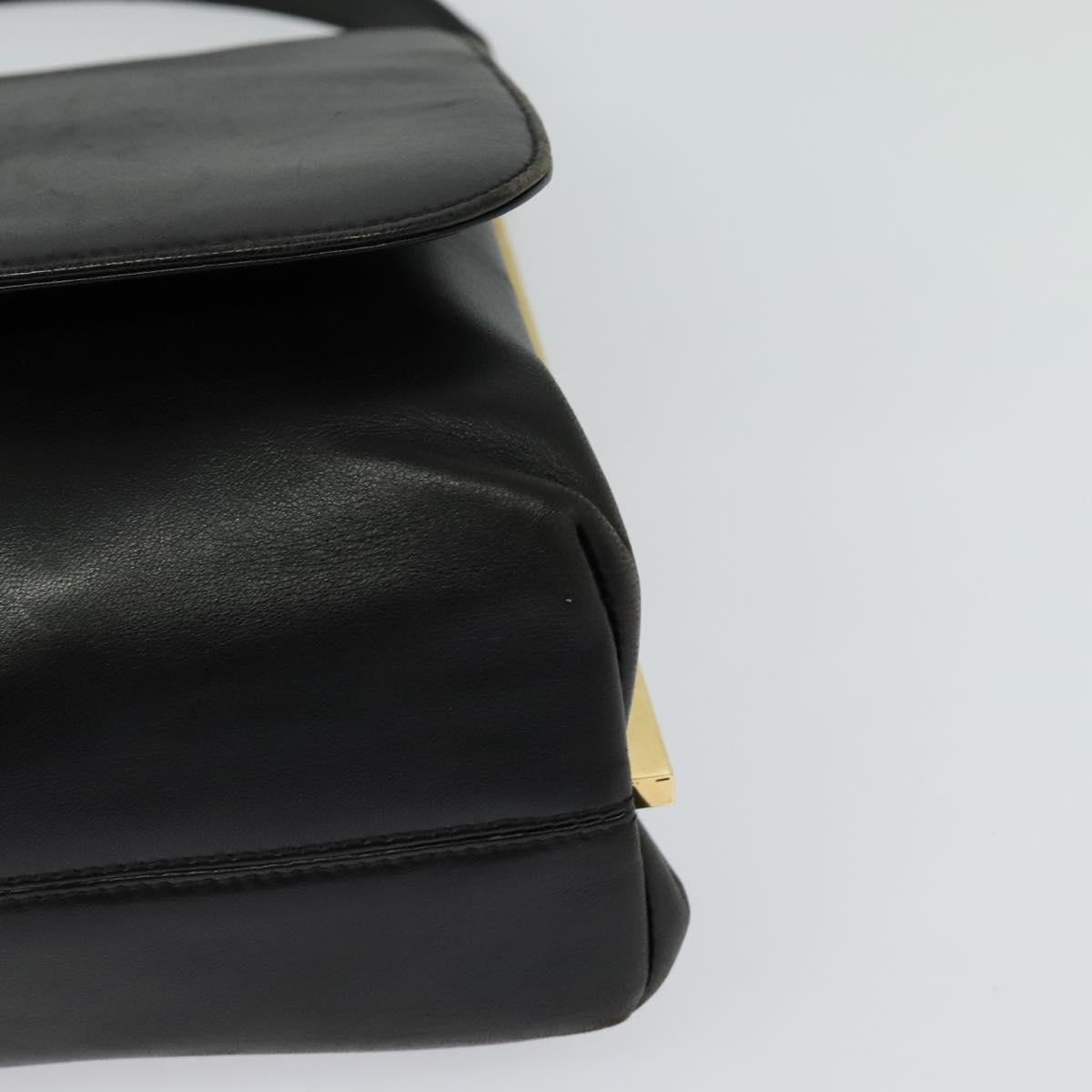 Salvatore Ferragamo Hand Bag Leather 2way Black Gold Auth 119032