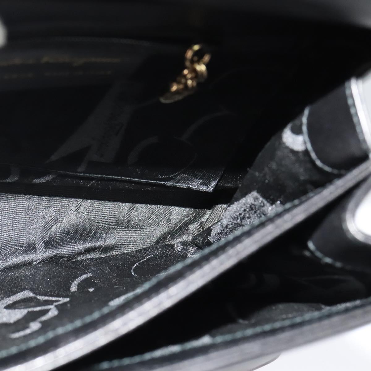 Salvatore Ferragamo Hand Bag Leather 2way Black Gold Auth 119032