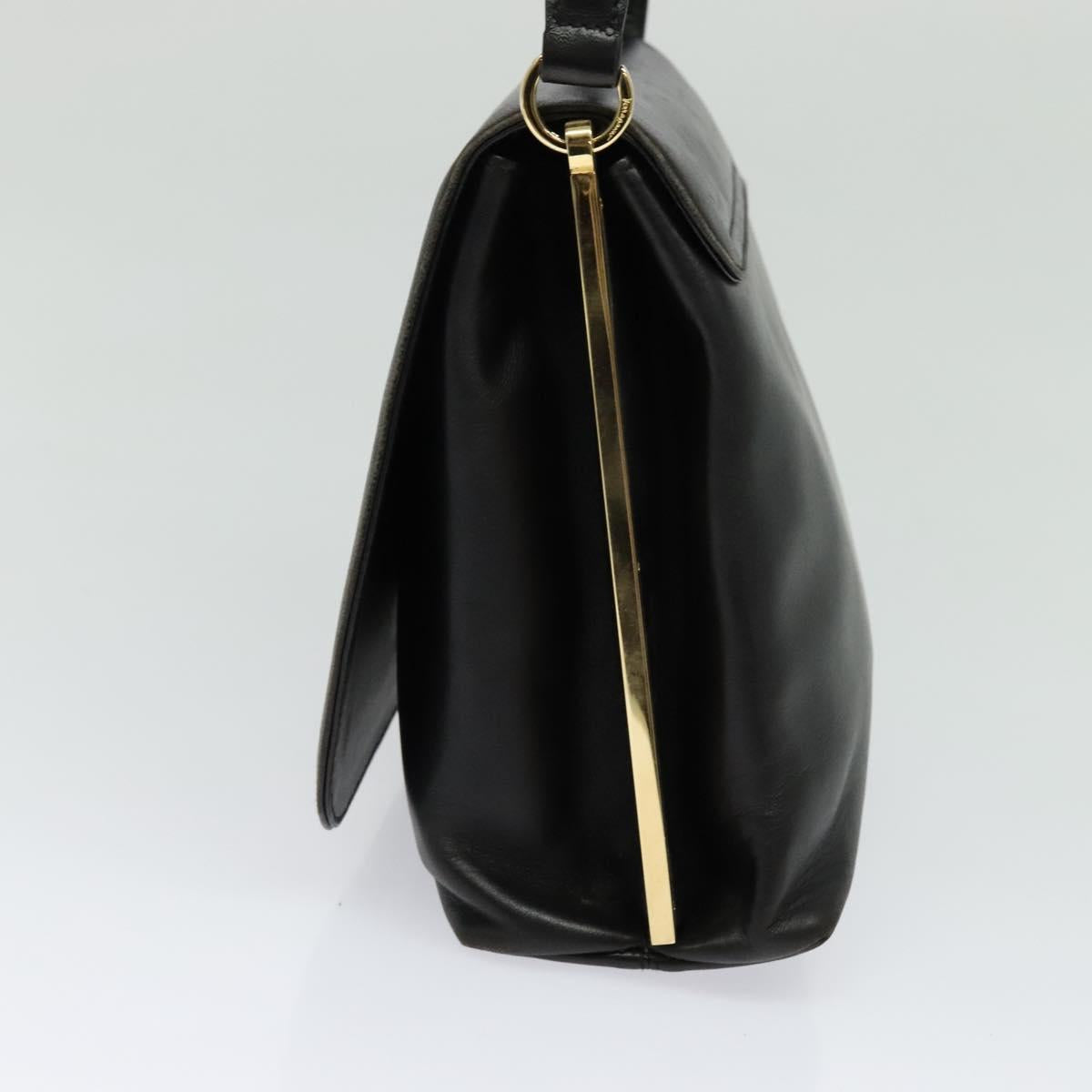 Salvatore Ferragamo Hand Bag Leather 2way Black Gold Auth 119032