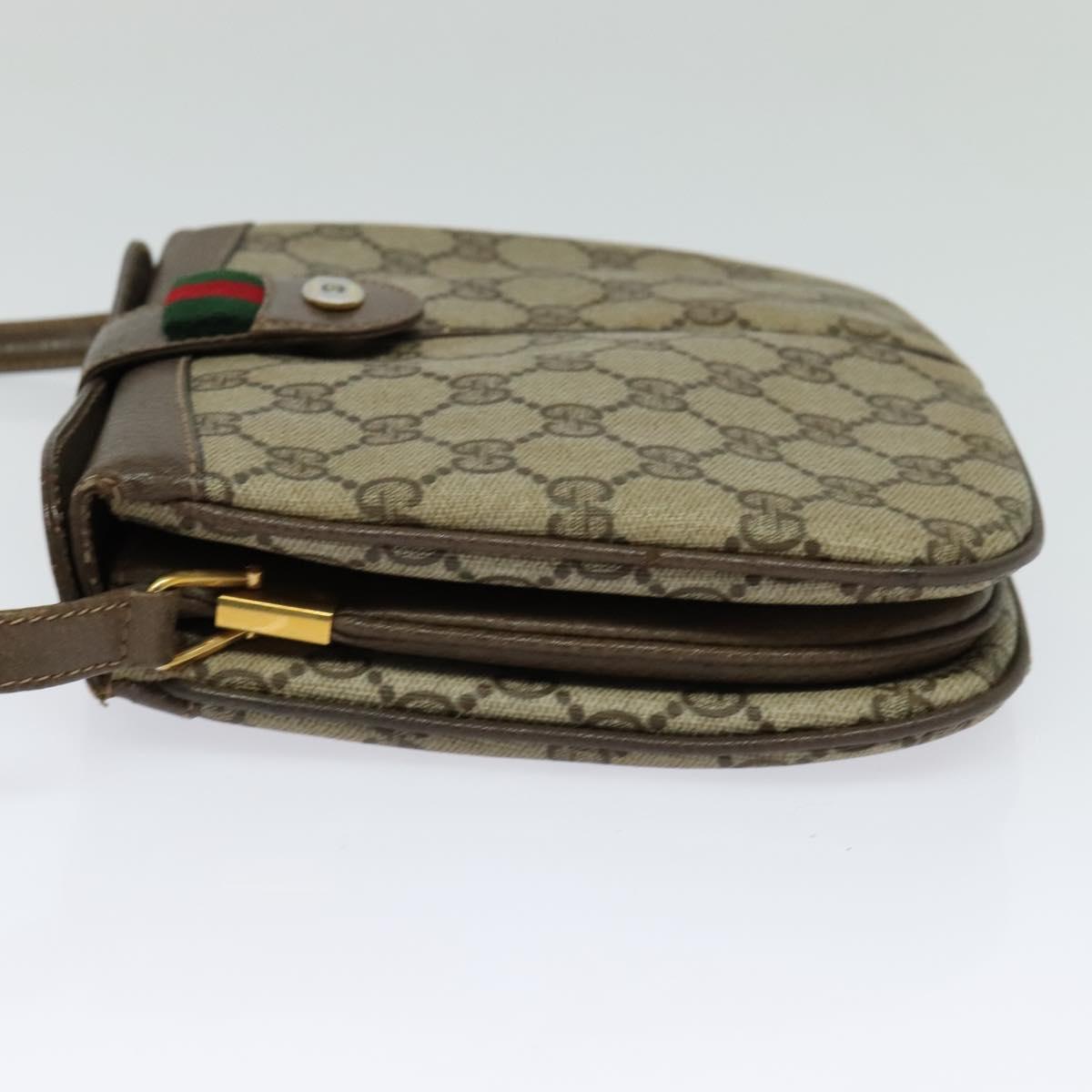 GUCCI GG Supreme Web Sherry Line Bag PVC Beige Gold 10 02 037 Auth 119034