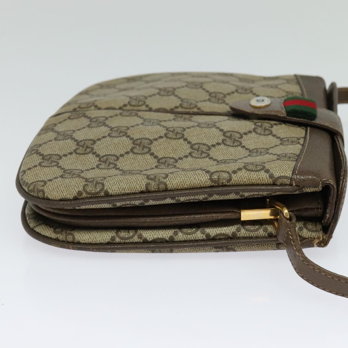 GUCCI GG Supreme Web Sherry Line Bag PVC Beige Gold 10 02 037 Auth 119034