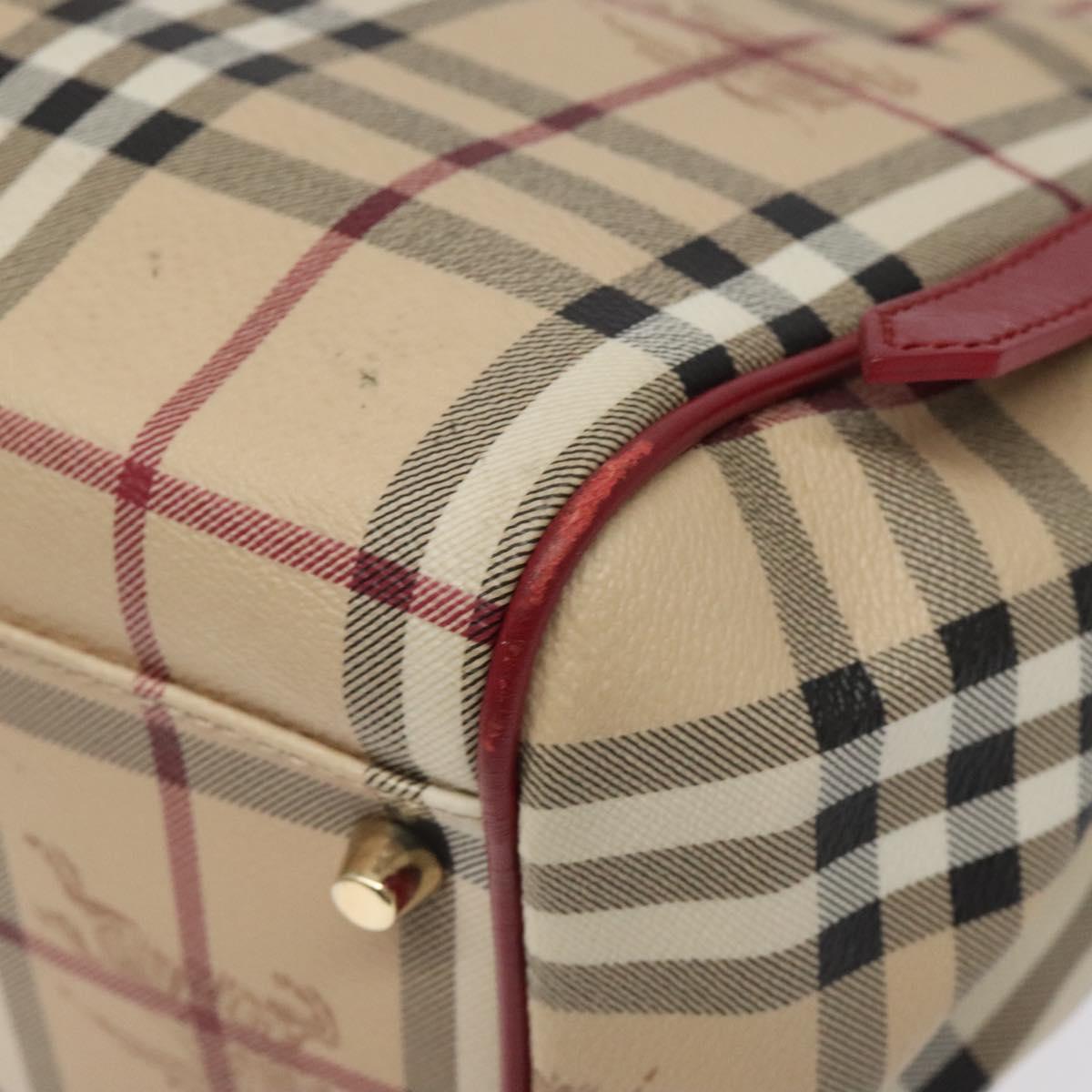 BURBERRY Nova Check Shoulder Bag PVC Beige Gold Auth 119050