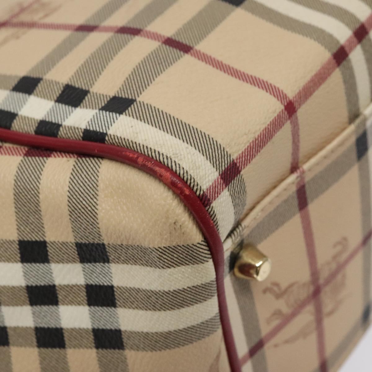 BURBERRY Nova Check Shoulder Bag PVC Beige Gold Auth 119050