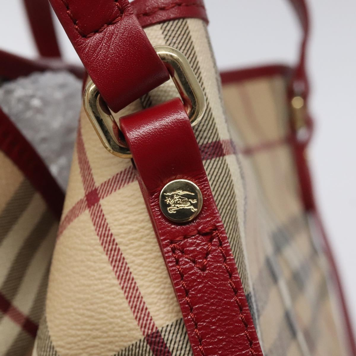 BURBERRY Nova Check Shoulder Bag PVC Beige Gold Auth 119050