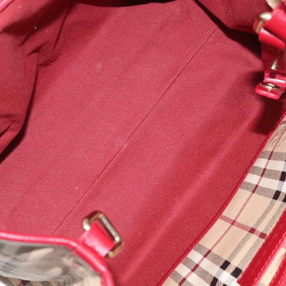 BURBERRY Nova Check Shoulder Bag PVC Beige Gold Auth 119050