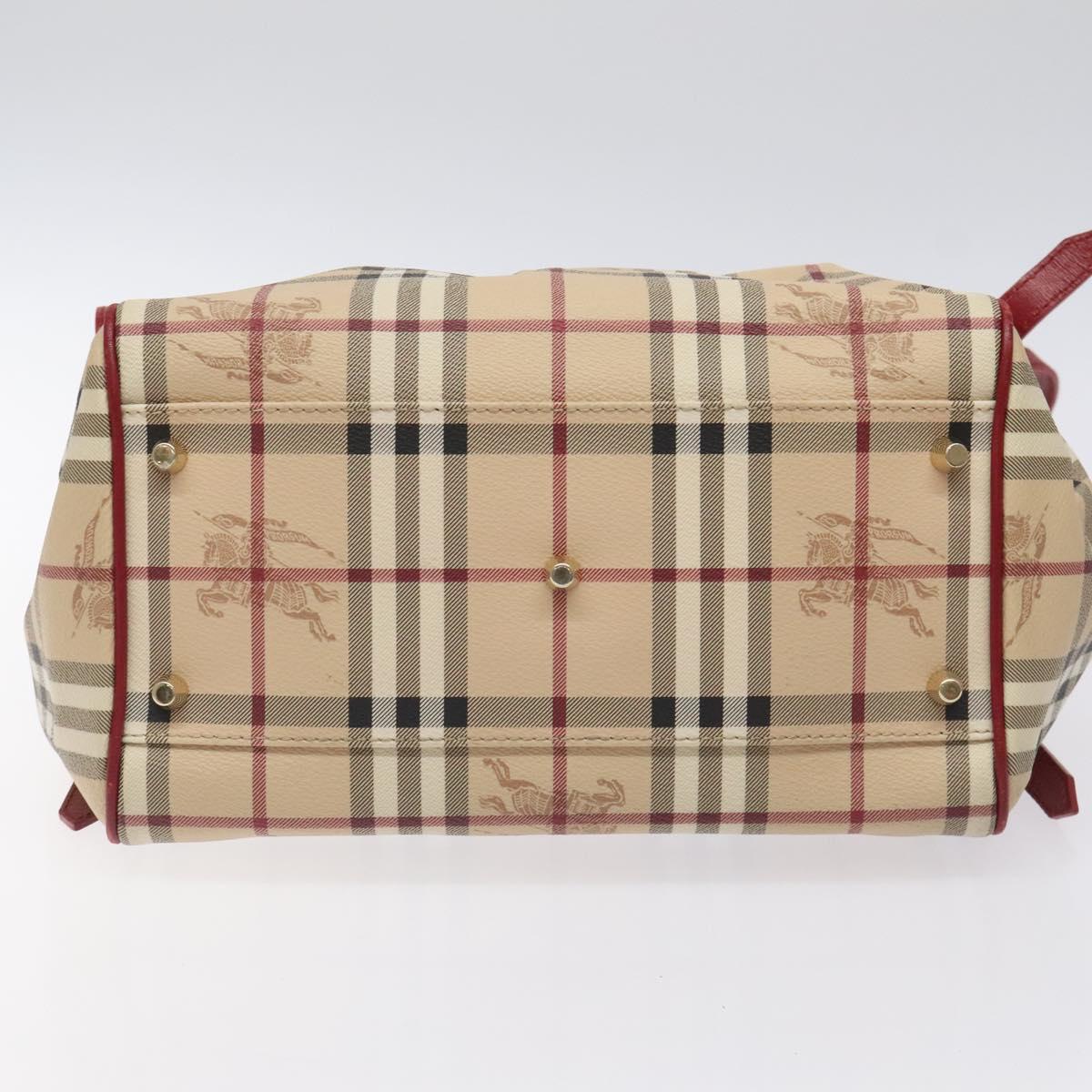 BURBERRY Nova Check Shoulder Bag PVC Beige Gold Auth 119050