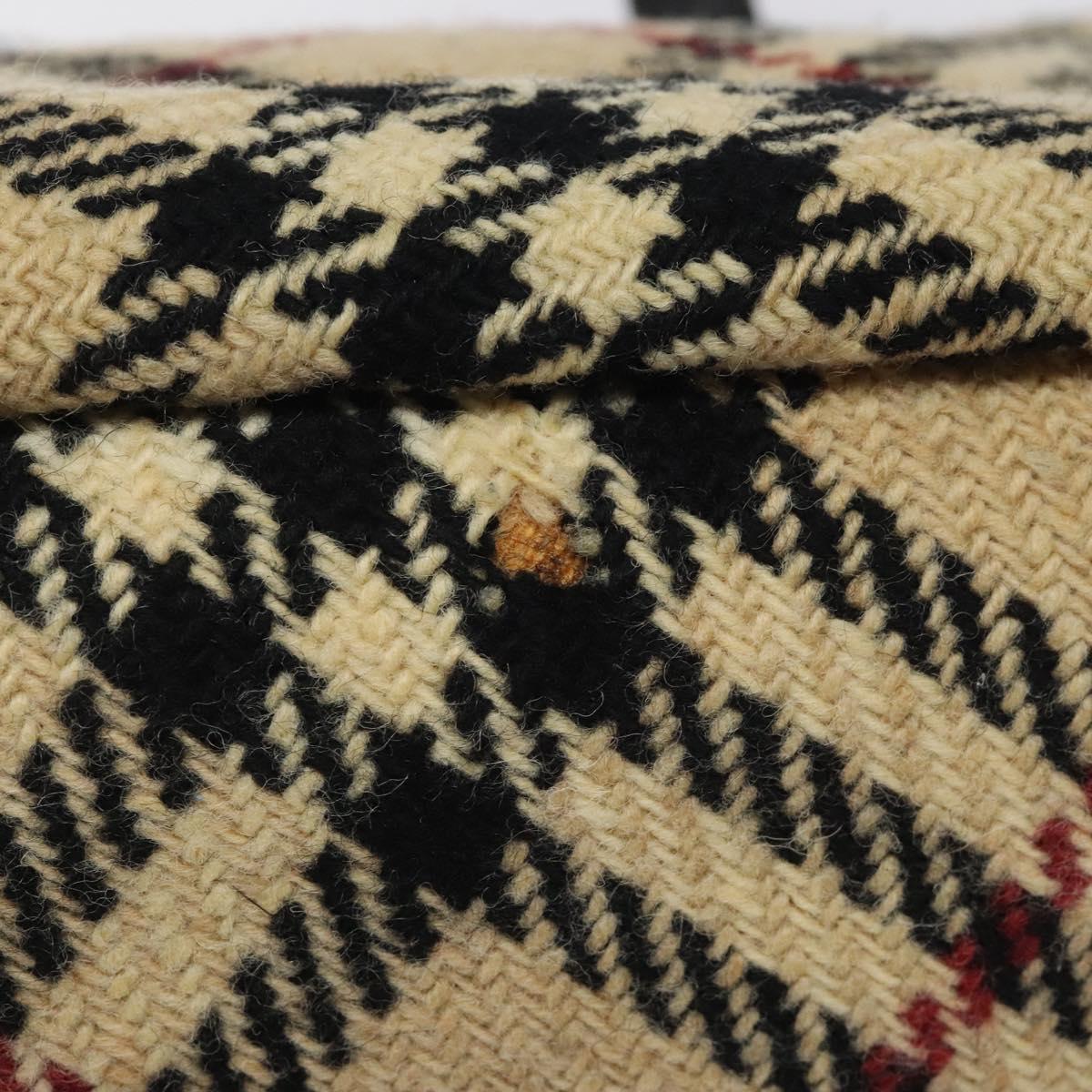 BURBERRY Hand Bag Wool Beige Gold Auth 119051