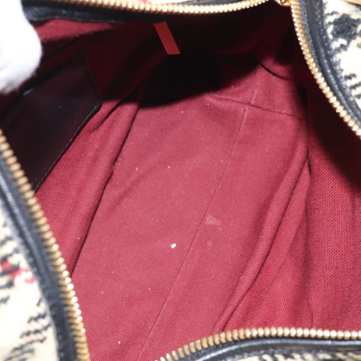 BURBERRY Hand Bag Wool Beige Gold Auth 119051