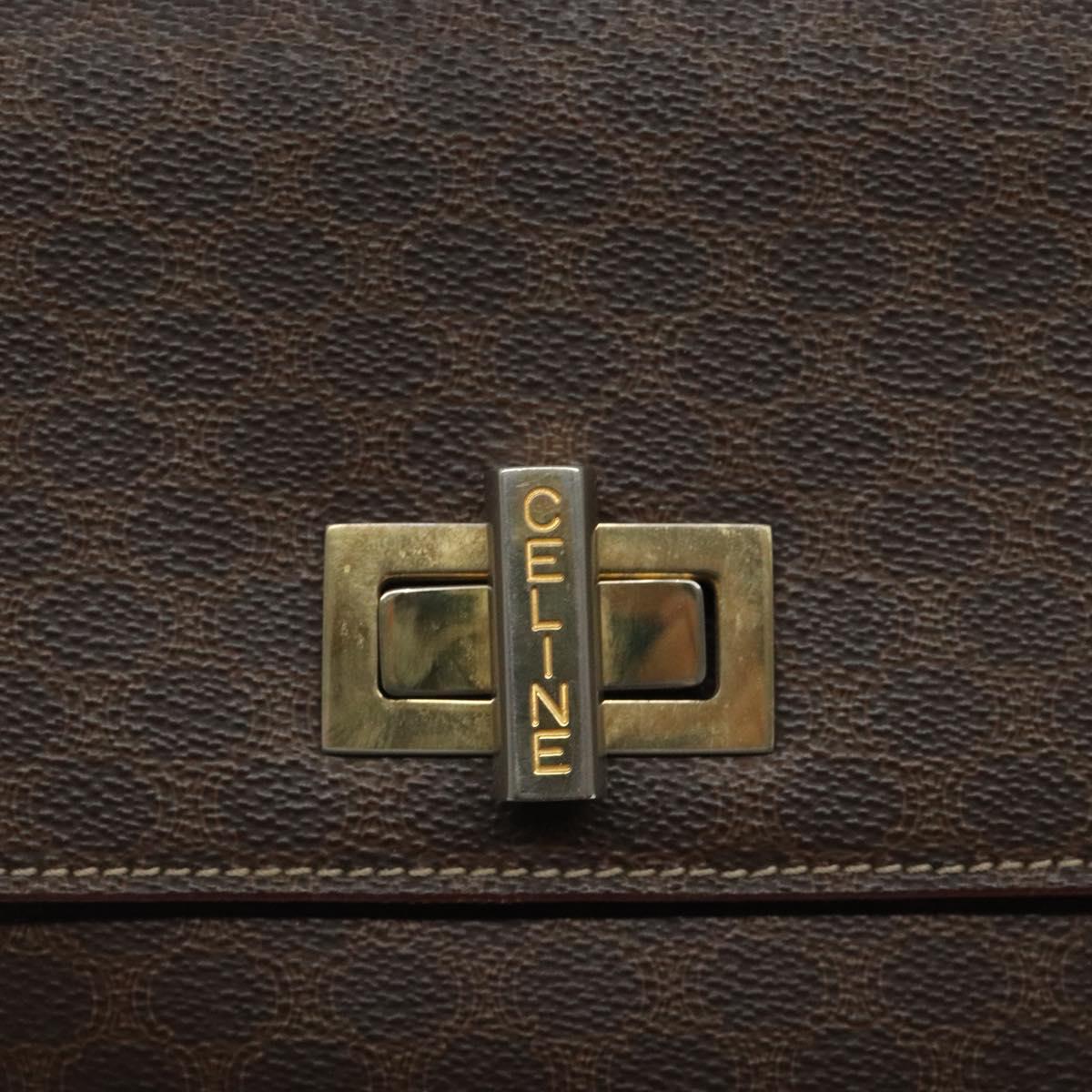 CELINE Macadam Canvas Shoulder Bag PVC Brown Gold Auth 119057