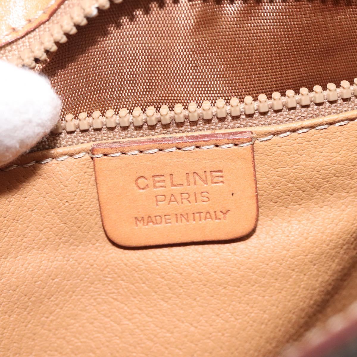 CELINE Macadam Canvas Shoulder Bag PVC Brown Gold Auth 119057