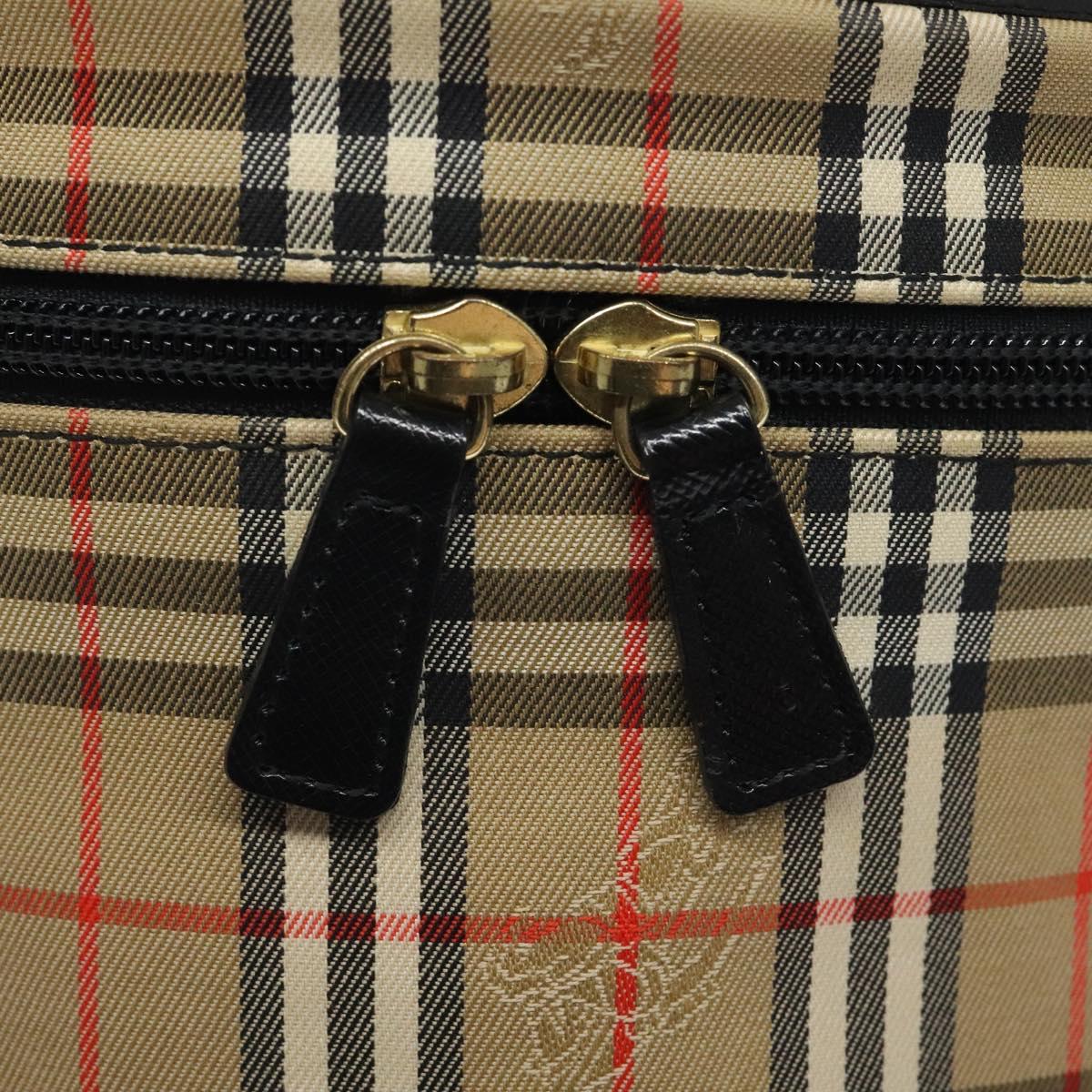 Burberrys Nova Check Vanity Pouch Canvas Beige Gold Auth 119070