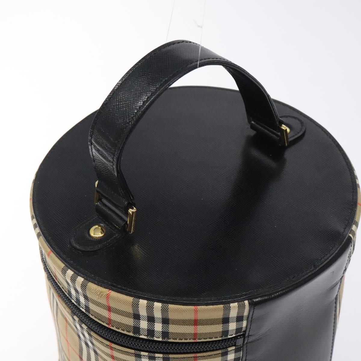 Burberrys Nova Check Vanity Pouch Canvas Beige Gold Auth 119070